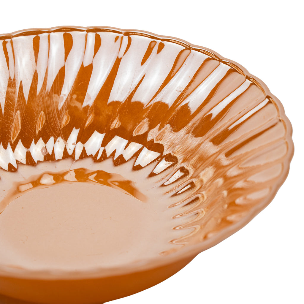 Anchor Hocking Peach Glass Bowl - Scalloped Pressed Glass
