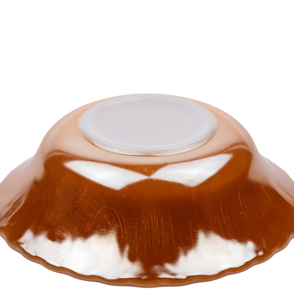 Anchor Hocking Peach Glass Bowl - Scalloped Pressed Glass