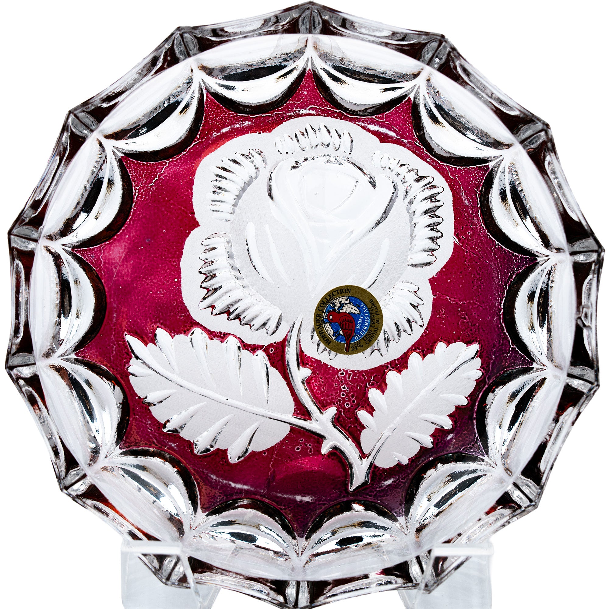 Hofbauer Brilliance Rose Crystal Bowl - Frosted Floral Cut