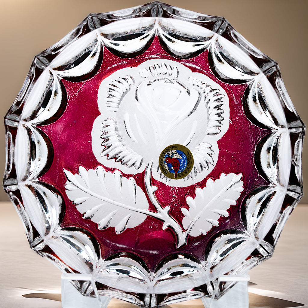 Hofbauer Brilliance Rose Crystal Bowl - Frosted Floral Cut