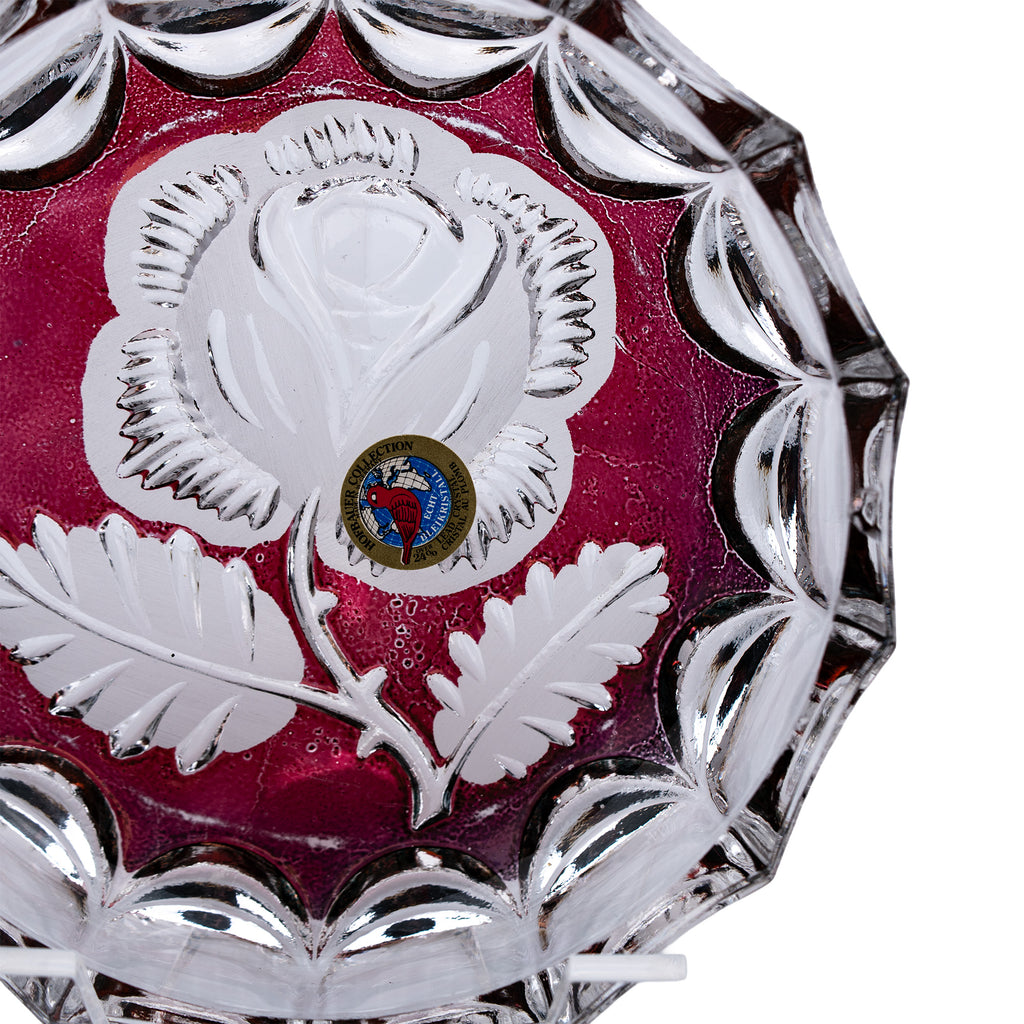 Hofbauer Brilliance Rose Crystal Bowl - Frosted Floral Cut