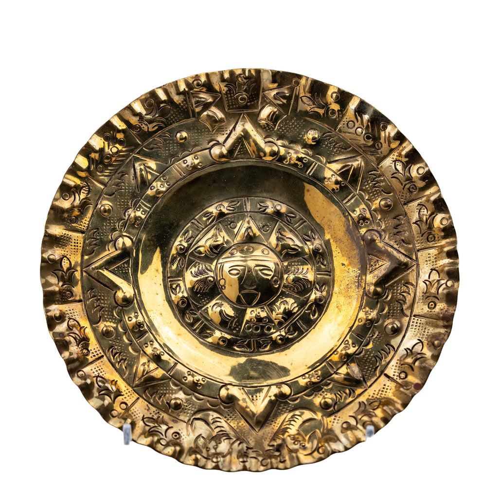 Mexican Sun Face Wall Plate Pair – Hammered Metal Design