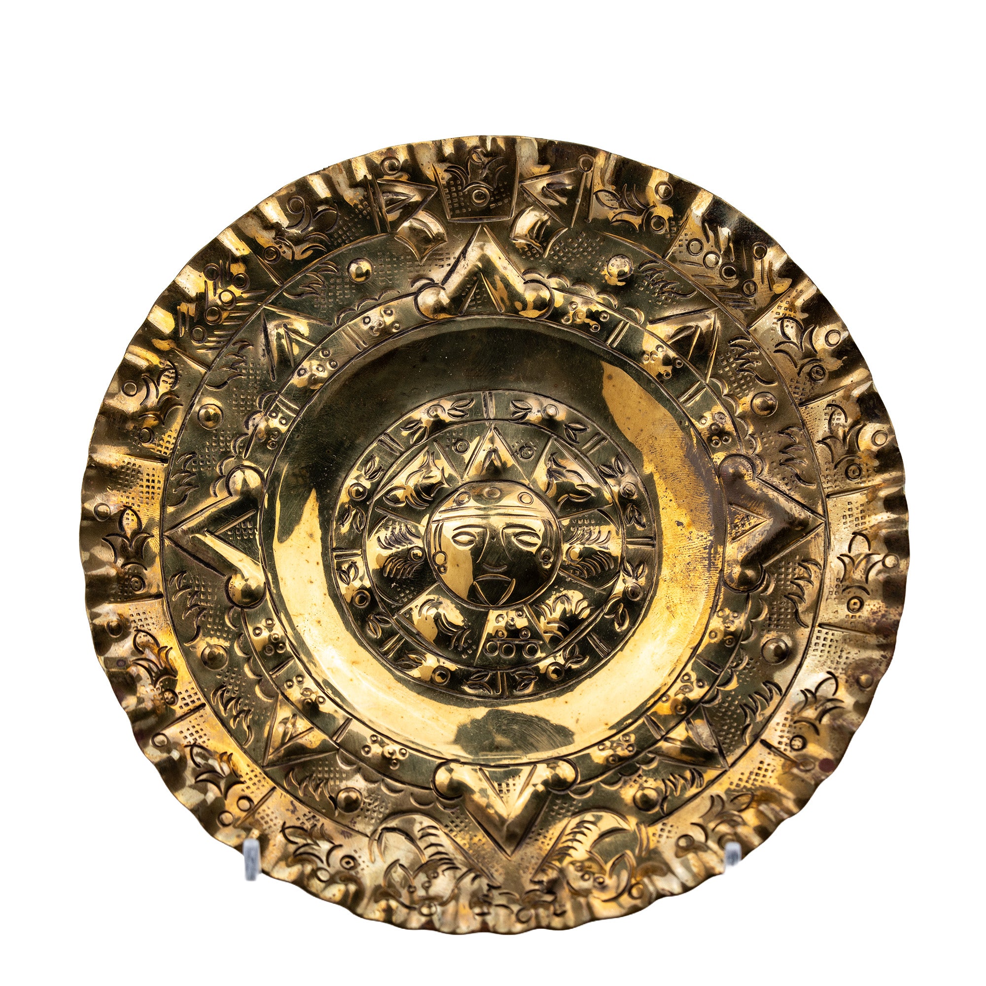 Mexican Sun Face Wall Plate Pair – Hammered Metal Design