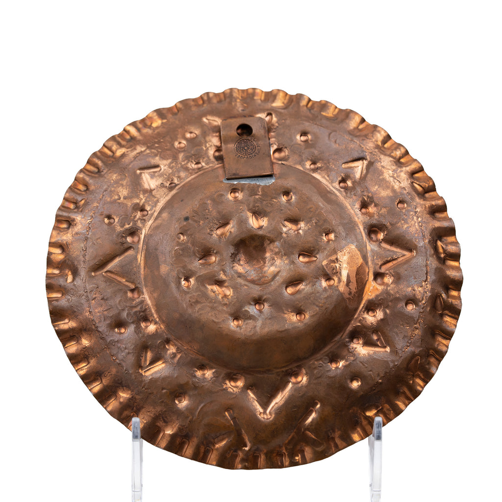 Mexican Sun Face Wall Plate Pair – Hammered Metal Design