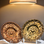 Mexican Sun Face Wall Plate Pair – Hammered Metal Design