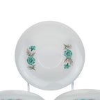 Fire‑King Bonnie Blue Milk Glass Cup and Saucer Set – Six‑Piece Floral Tea Service