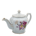 Octagonal Floral Porcelain Teapot - Gold Gilt Detail