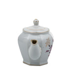 Octagonal Floral Porcelain Teapot - Gold Gilt Detail