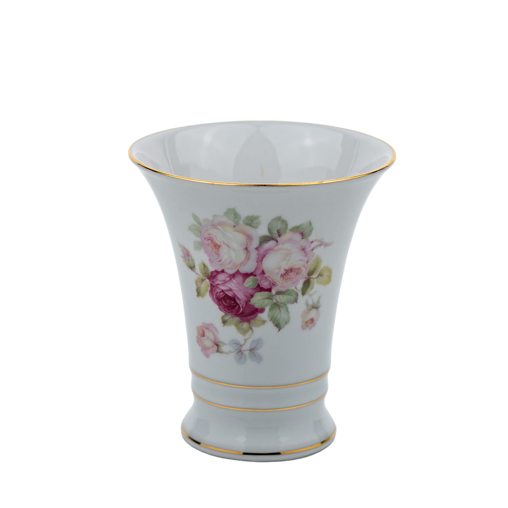 Schumann Arzberg Trumpet Vase - Pink Rose & Gilt