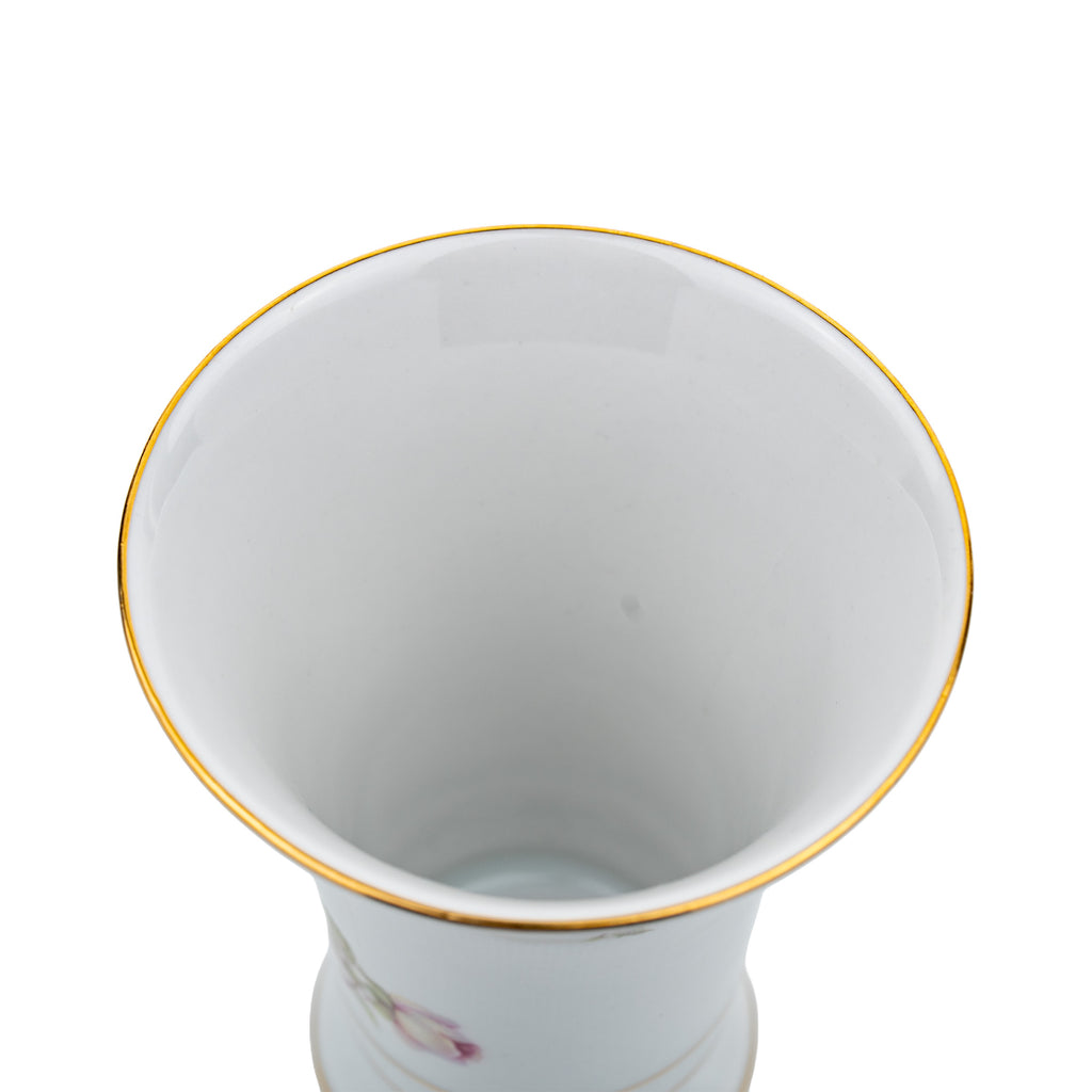 Schumann Arzberg Trumpet Vase - Pink Rose & Gilt