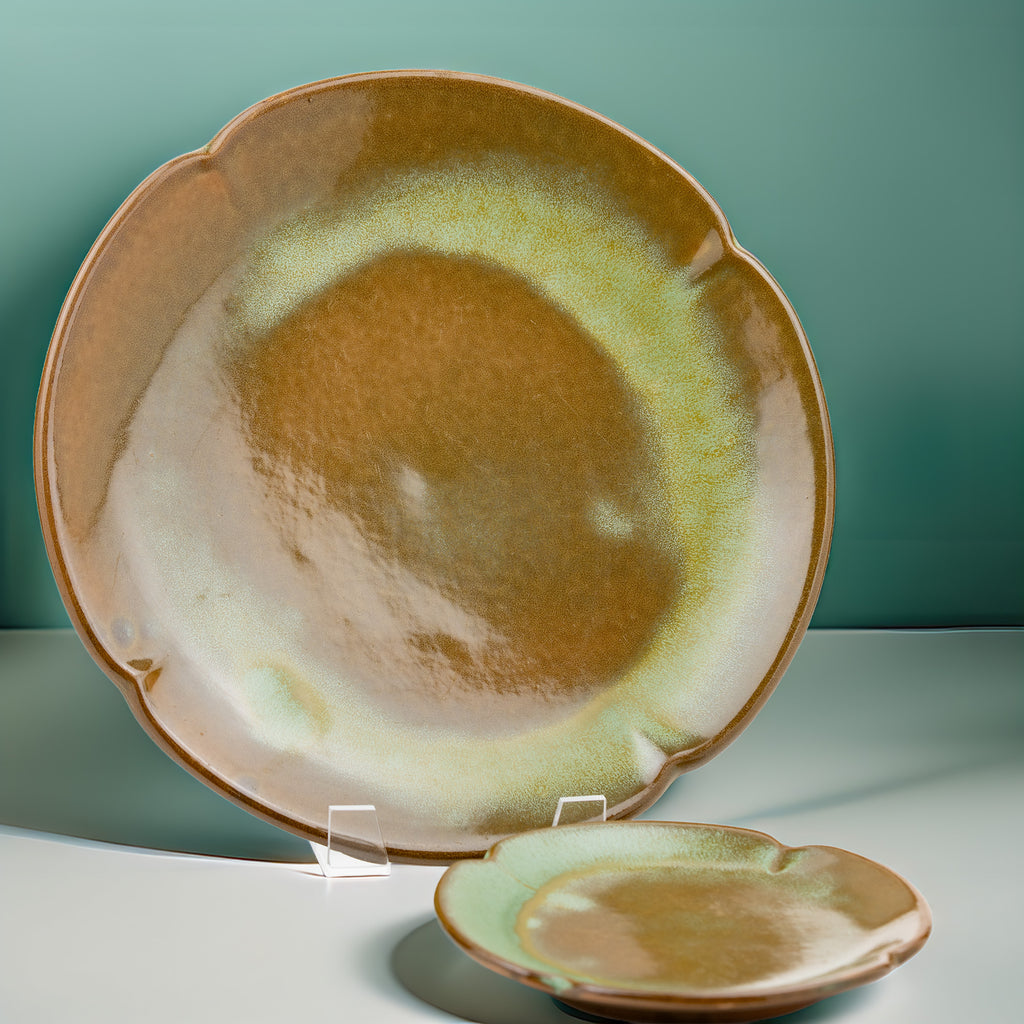 Frankoma Plainsman 5F Plate Set - Scalloped Earth-Toned Pair