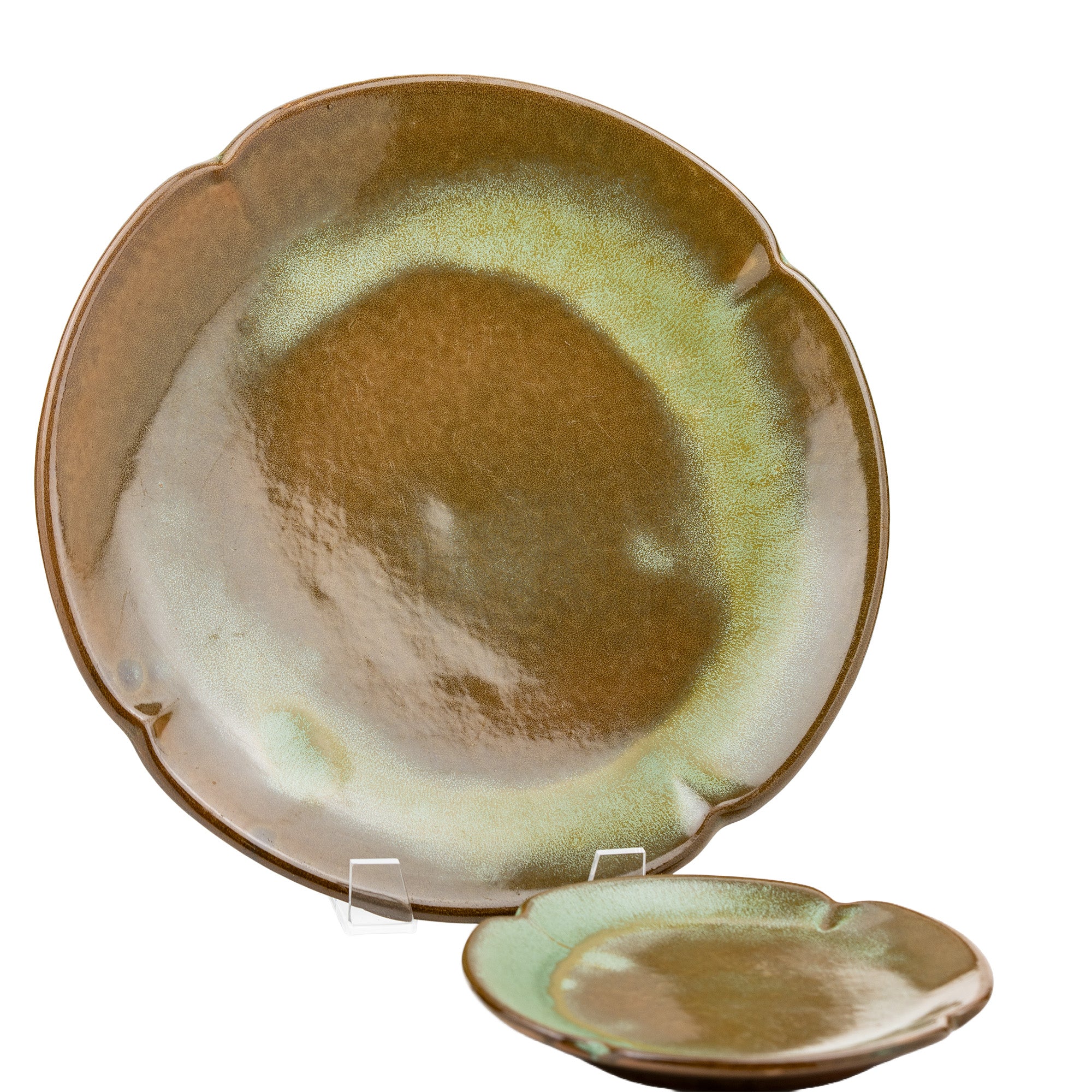 Frankoma Plainsman 5F Plate Set - Scalloped Earth-Toned Pair