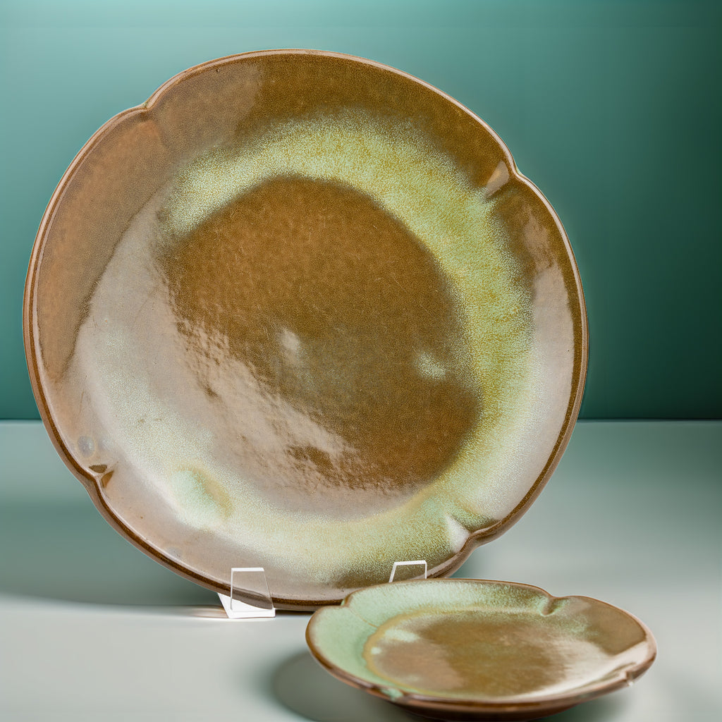 Frankoma Plainsman 5F Plate Set - Scalloped Earth-Toned Pair