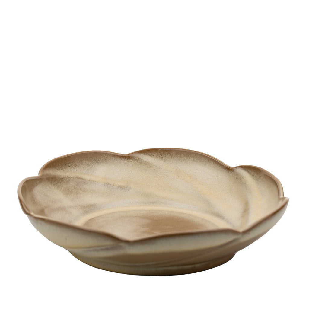 Frankoma Scalloped Serving Bowl - Warm Swirled Stoneware