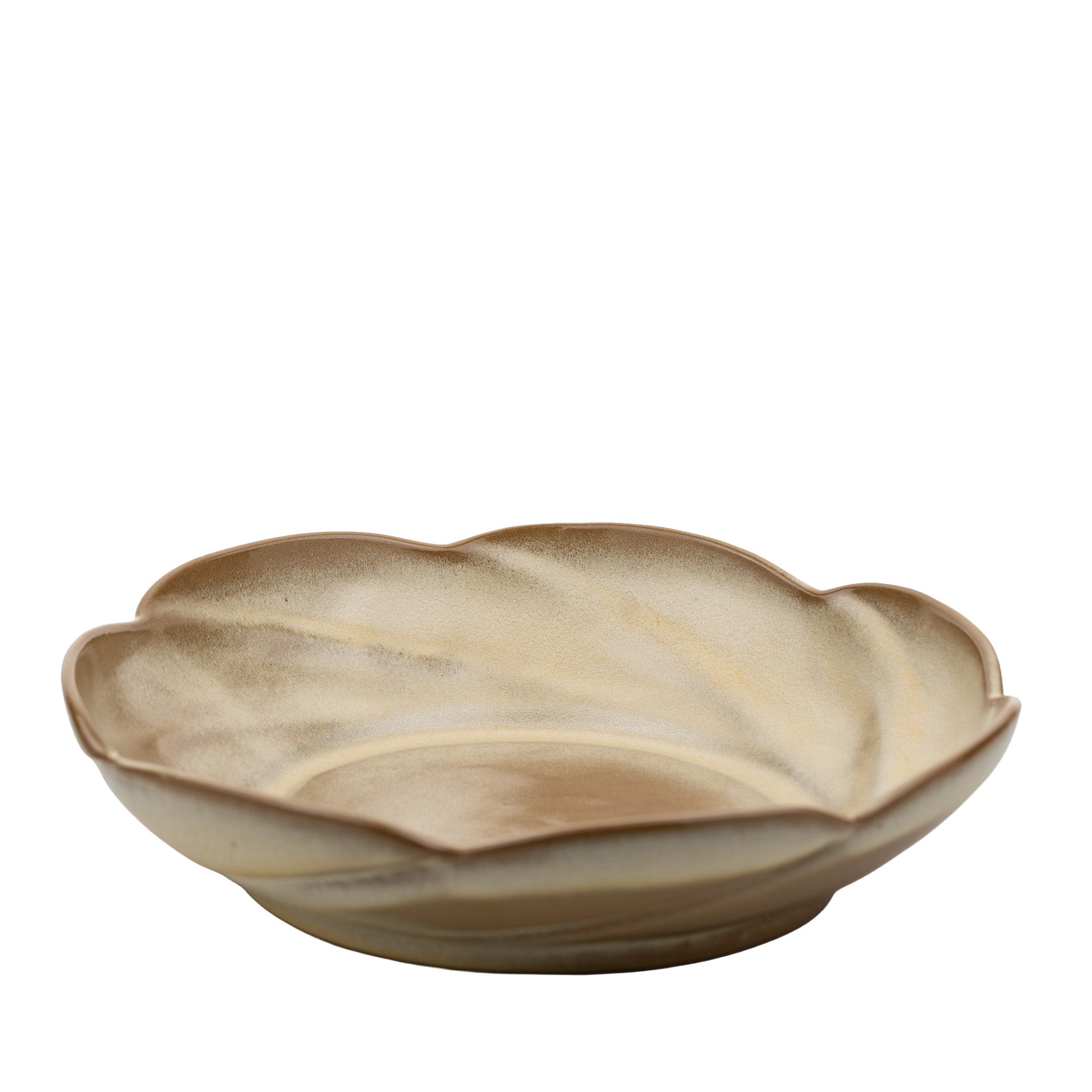 Frankoma Scalloped Serving Bowl - Warm Swirled Stoneware