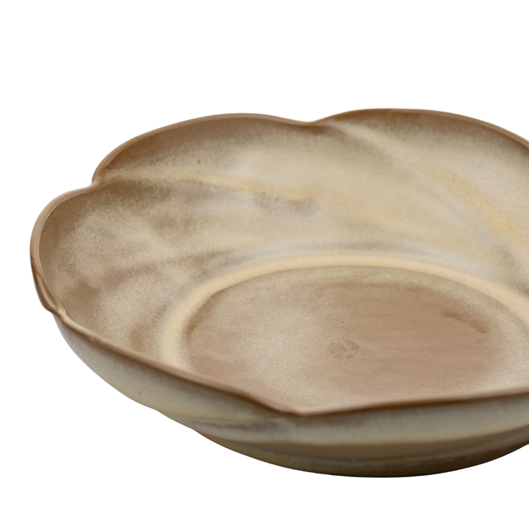 Frankoma Scalloped Serving Bowl - Warm Swirled Stoneware
