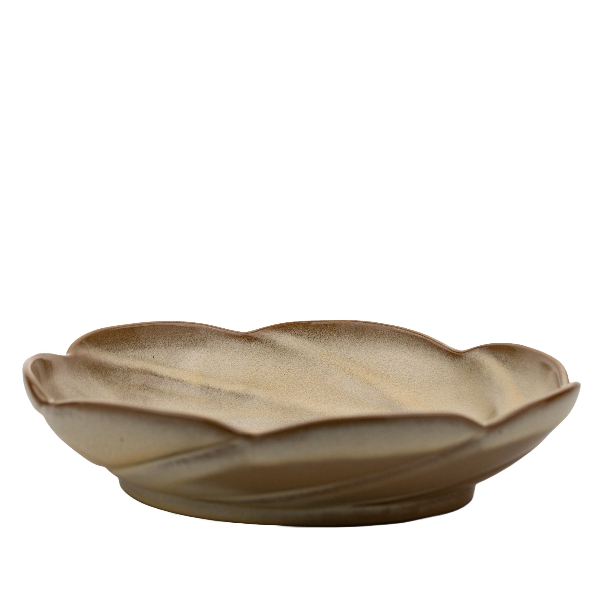 Frankoma Scalloped Serving Bowl - Warm Swirled Stoneware