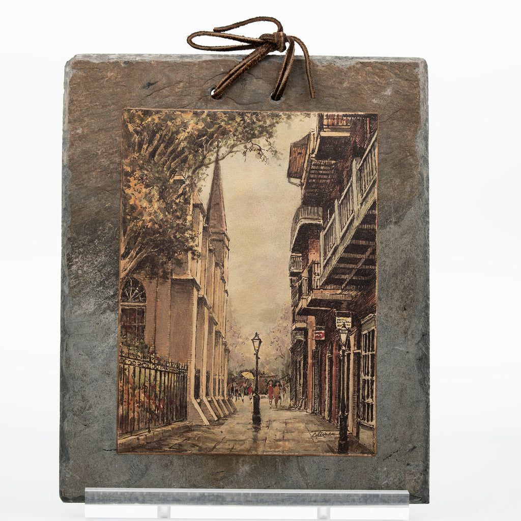 Pair of New Orleans Slate Wall Plaques - Pirates Alley & Orleans St.