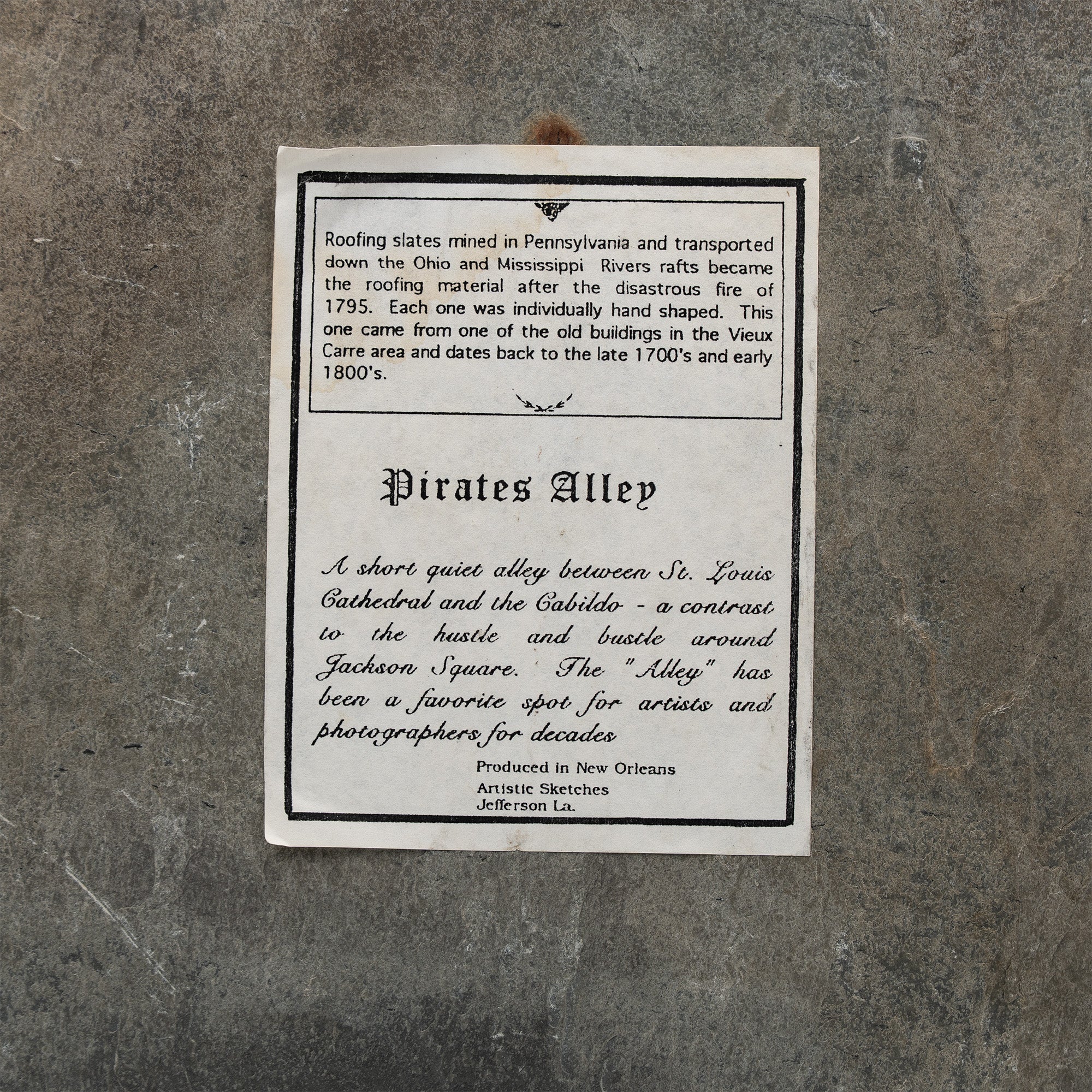 Pair of New Orleans Slate Wall Plaques - Pirates Alley & Orleans St.
