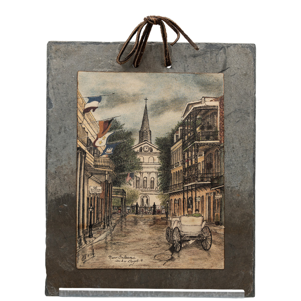 Pair of New Orleans Slate Wall Plaques - Pirates Alley & Orleans St.