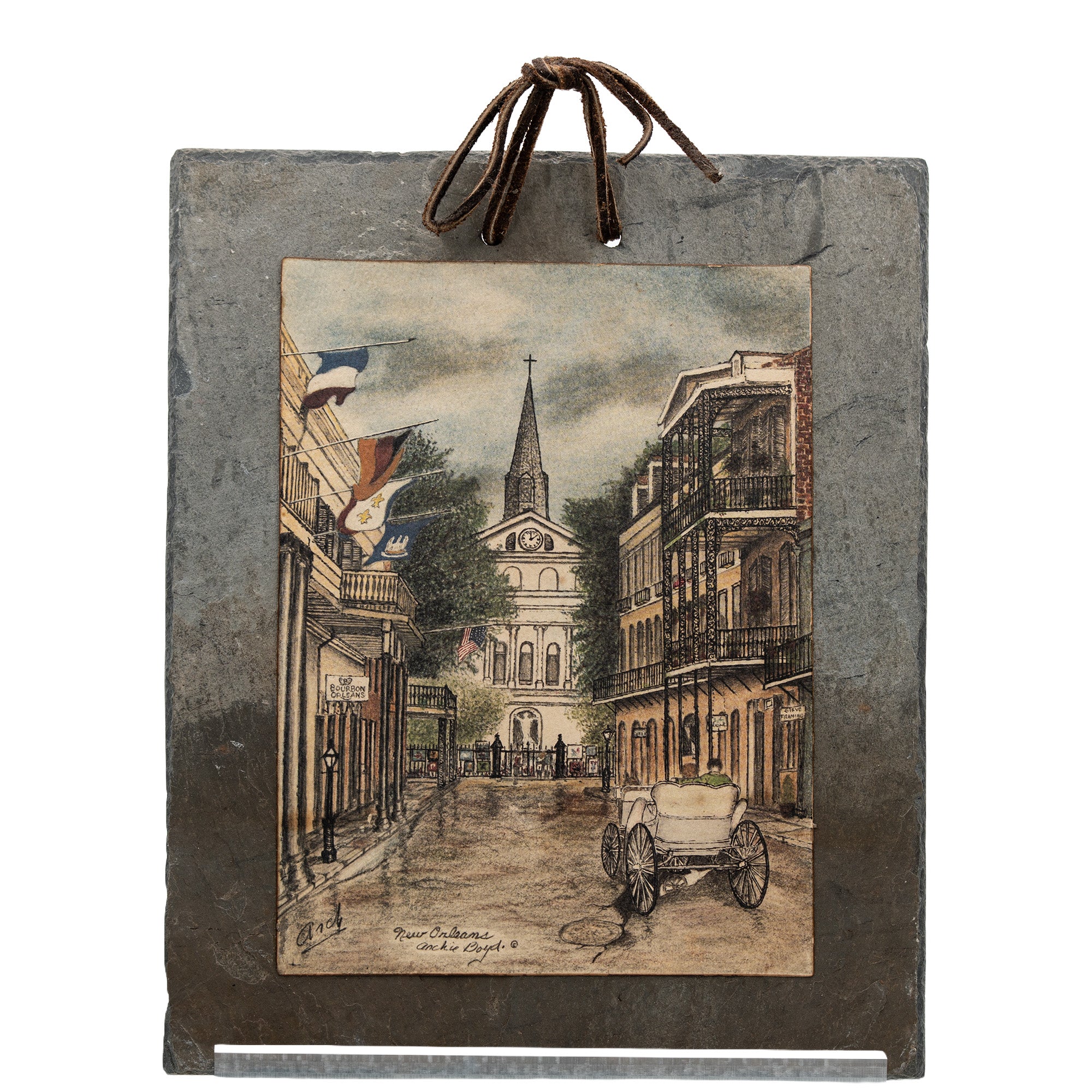 Pair of New Orleans Slate Wall Plaques - Pirates Alley & Orleans St.