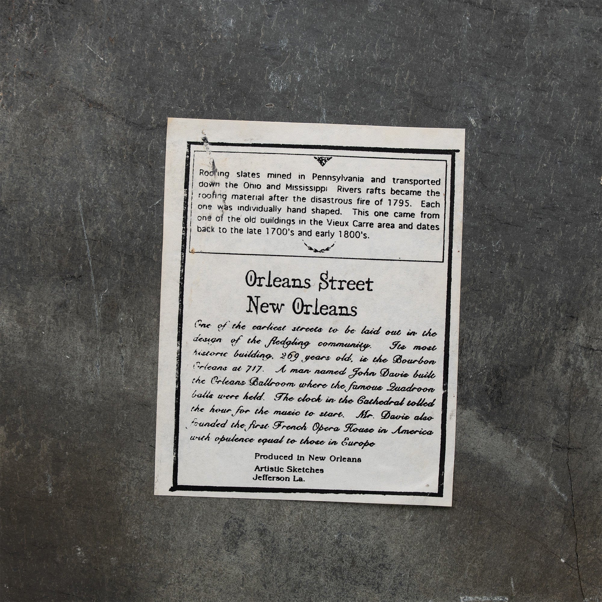 Pair of New Orleans Slate Wall Plaques - Pirates Alley & Orleans St.