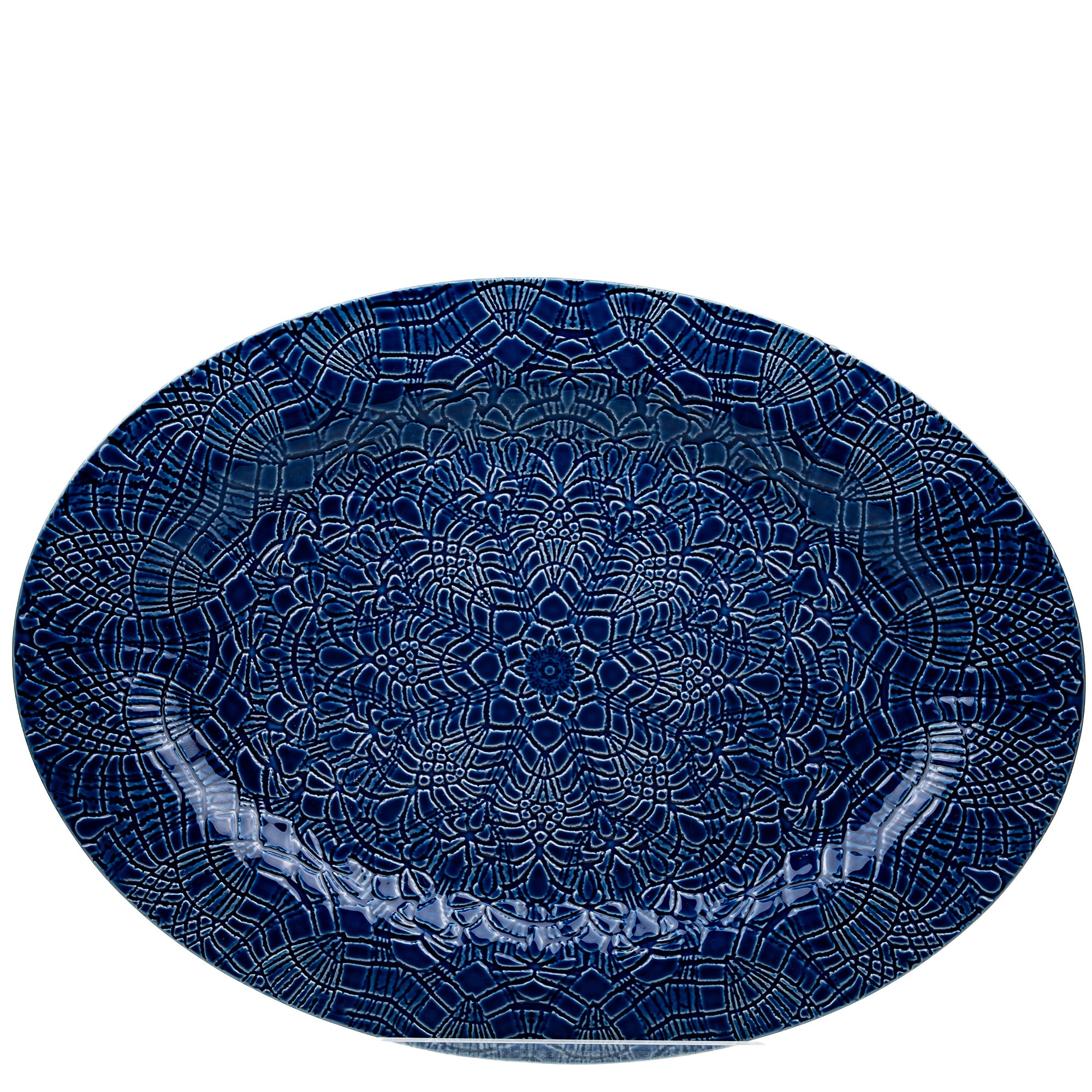 Beaver Farm Pottery Oval Serving Platter - Cobalt Blue