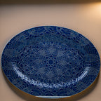 Beaver Farm Pottery Oval Serving Platter - Cobalt Blue