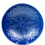 Beaver Farm Pottery Embossed Ceramic Bowl - Cobalt-Blue Floral Relief