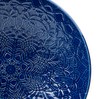 Beaver Farm Pottery Embossed Ceramic Bowl - Cobalt-Blue Floral Relief