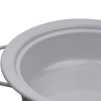 Round Stoneware Casserole Dish with Lid and Metal Rack - Glossy White