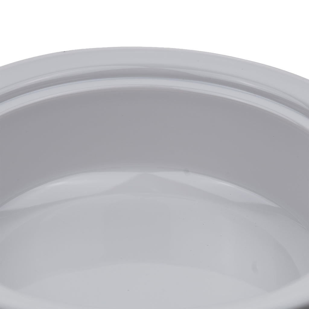 Round Stoneware Casserole Dish with Lid and Metal Rack - Glossy White