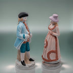 Porcelain/Bisque Colonial Figurine Pair - Hand-Painted