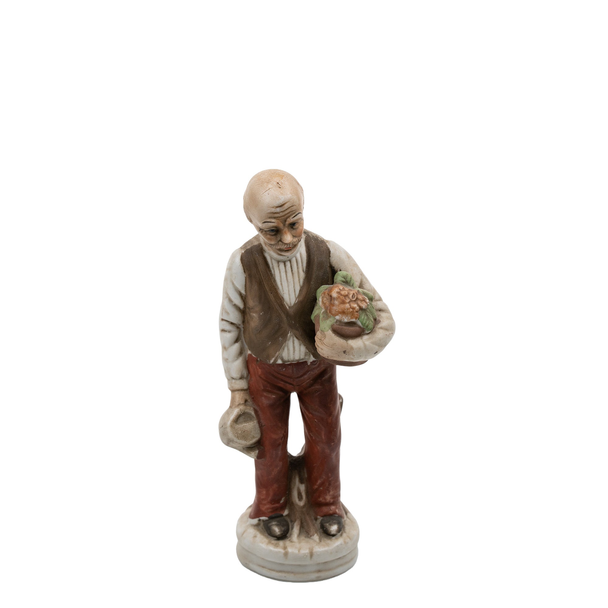 Hand-Painted Ceramic Gardener Figurine - Shelf Accent
