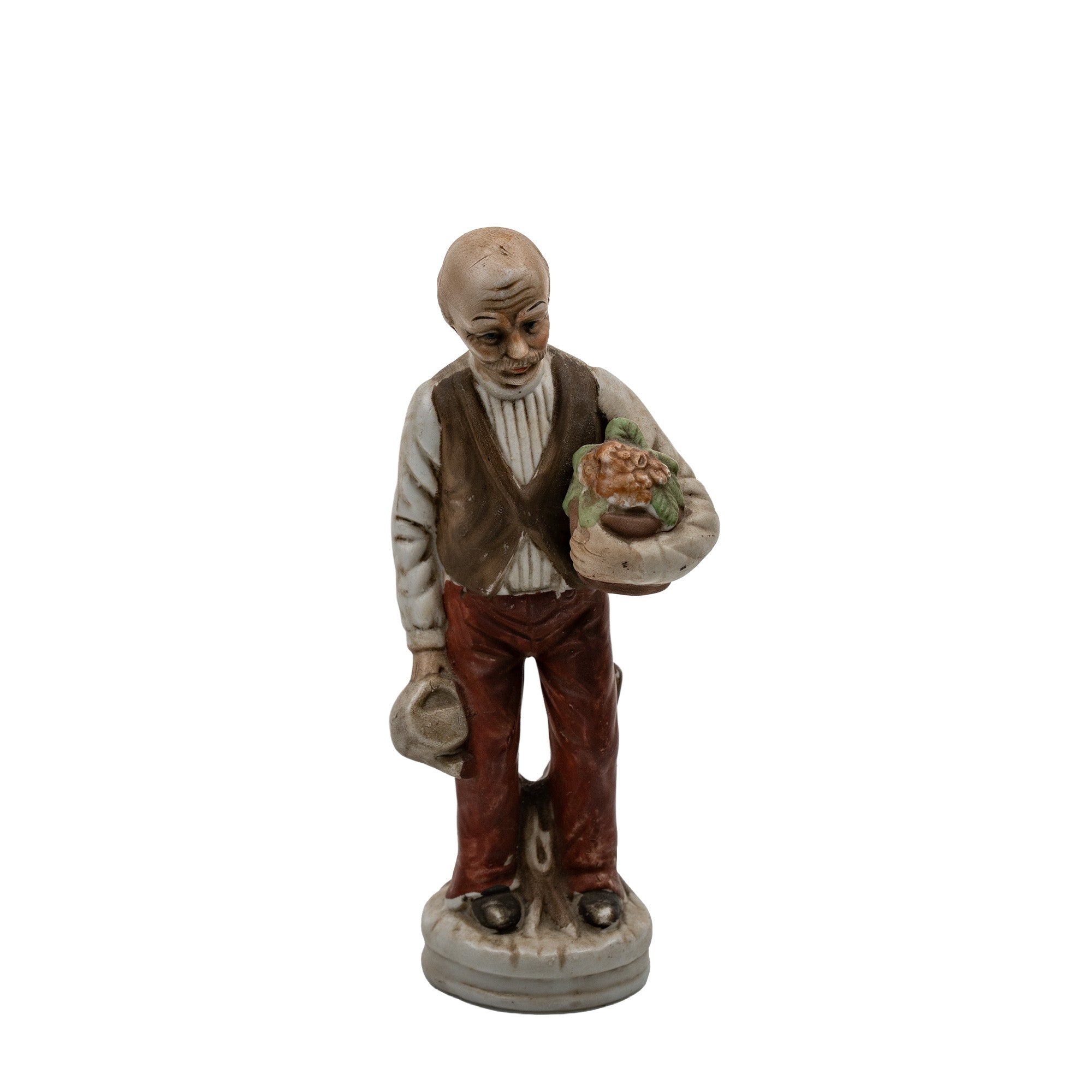 Hand-Painted Ceramic Gardener Figurine - Shelf Accent