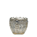 Mercury Glass Votive With Scalloped Rim - Rhinestone & Glitter Accents