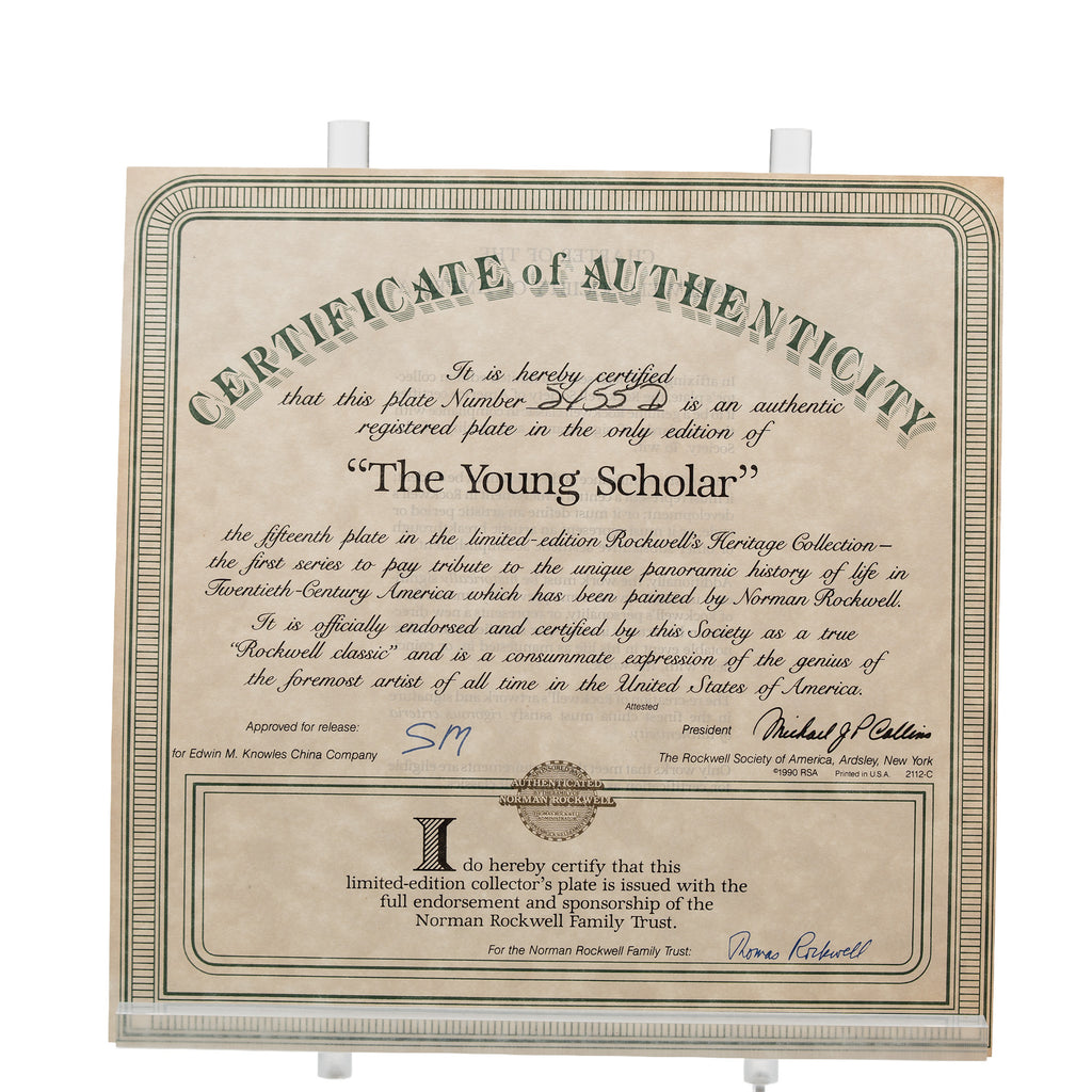 The Young Scholar Collector Plate - Norman Rockwell, Knowles