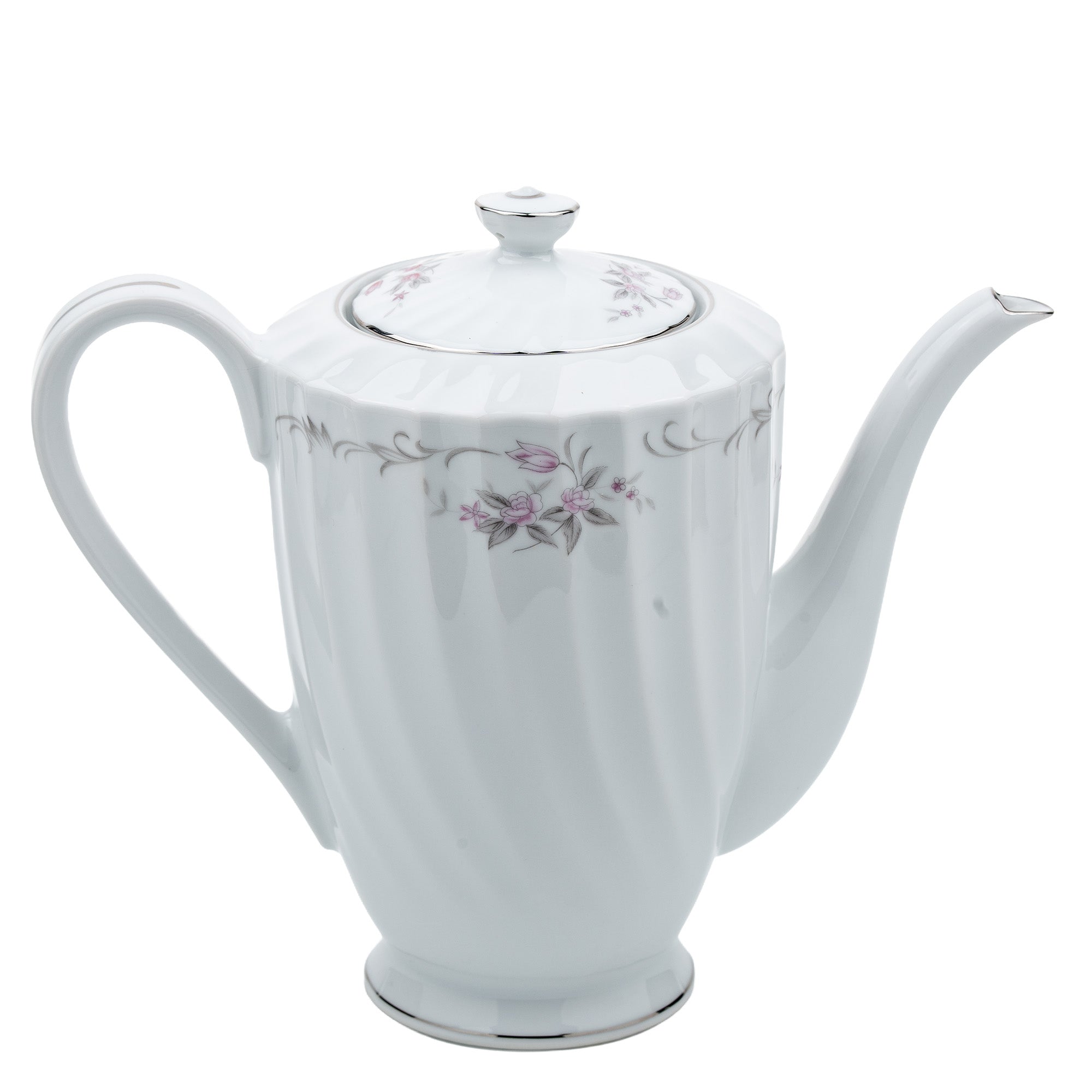 Gold Standard GST1 Porcelain Teapot and Teacup set - Pink Floral and Platinum Trim