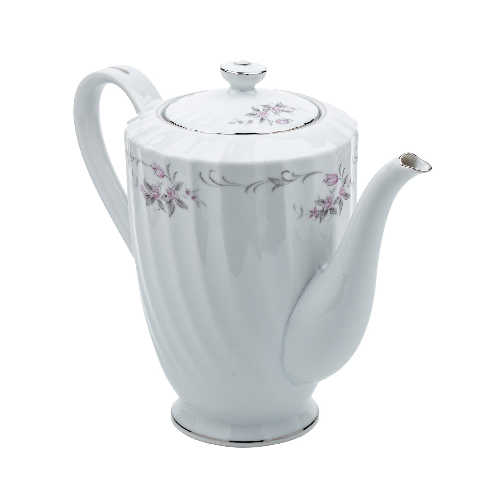 Gold Standard GST1 Porcelain Teapot and Teacup set - Pink Floral and Platinum Trim