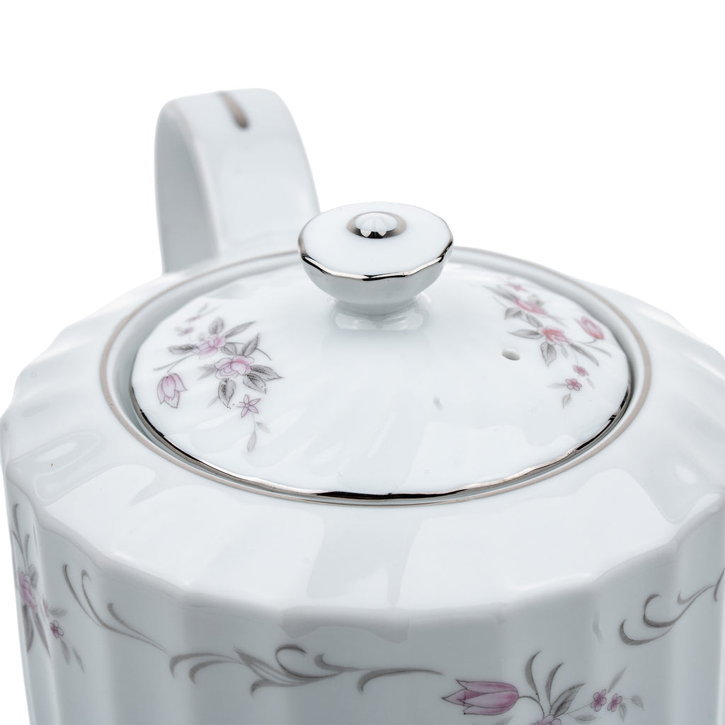 Gold Standard GST1 Porcelain Teapot and Teacup set - Pink Floral and Platinum Trim