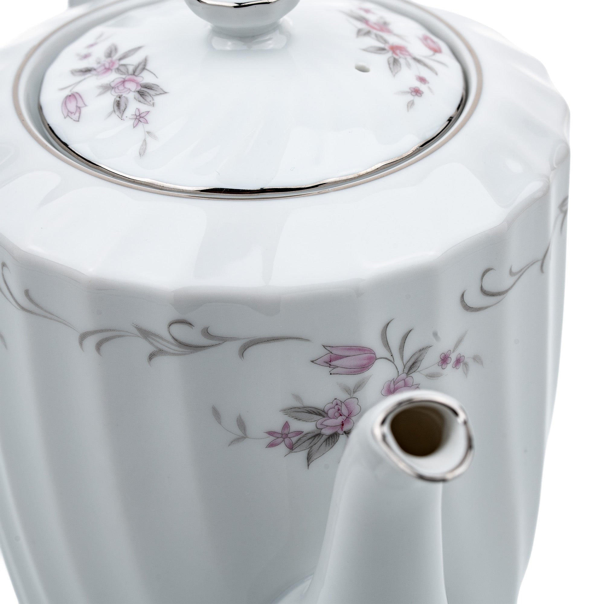 Gold Standard GST1 Porcelain Teapot and Teacup set - Pink Floral and Platinum Trim