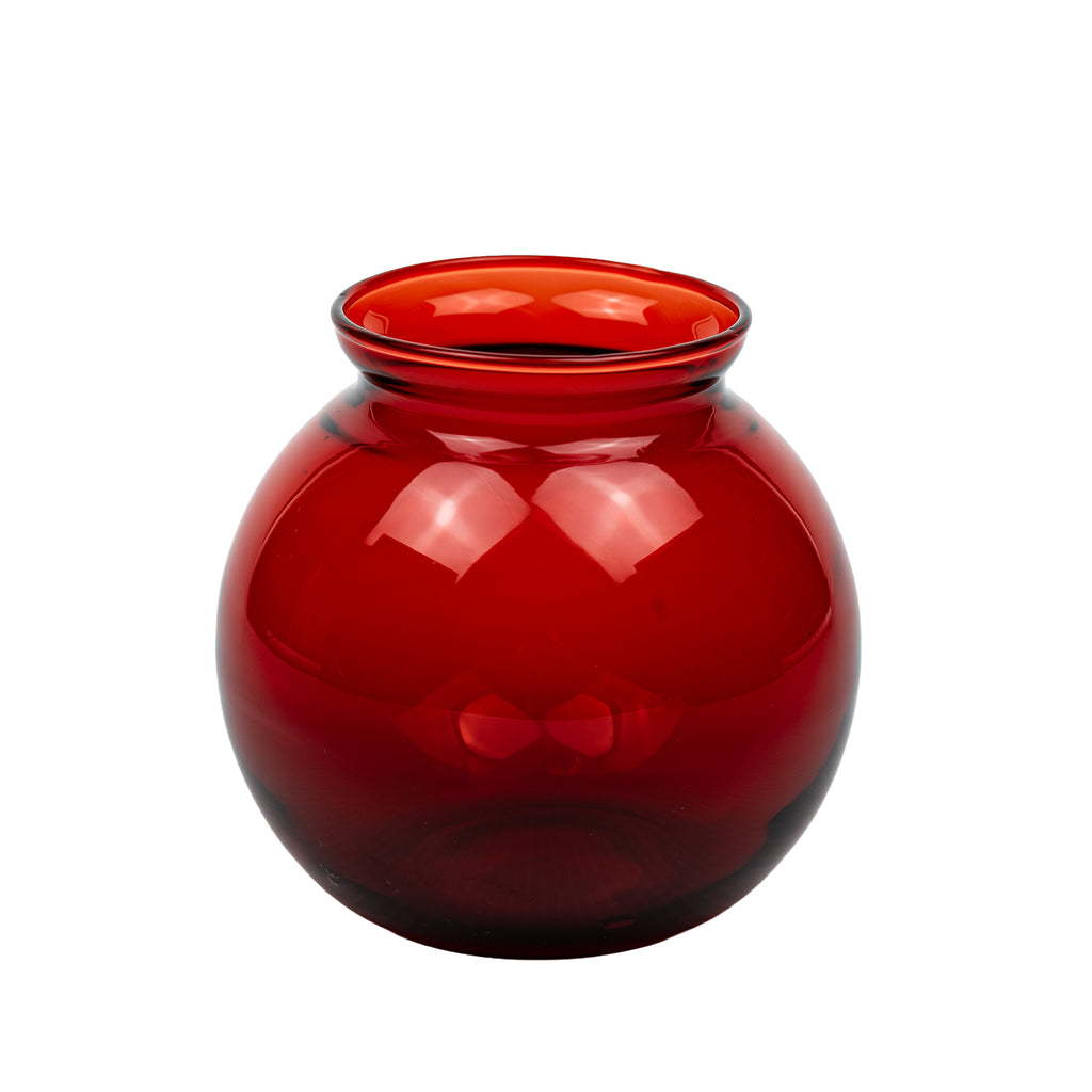 Anchor Hocking Royal Ruby Ivy Ball Vase - Deep Red