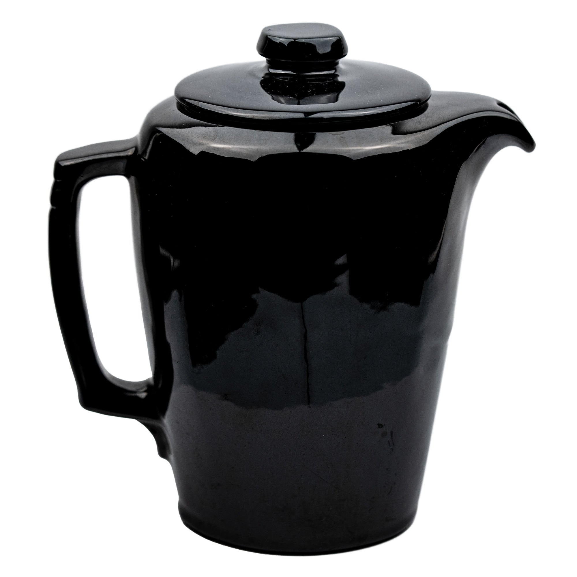 Frankoma Black Gloss Teapot Set – Sculptural Mid‑Century Accent