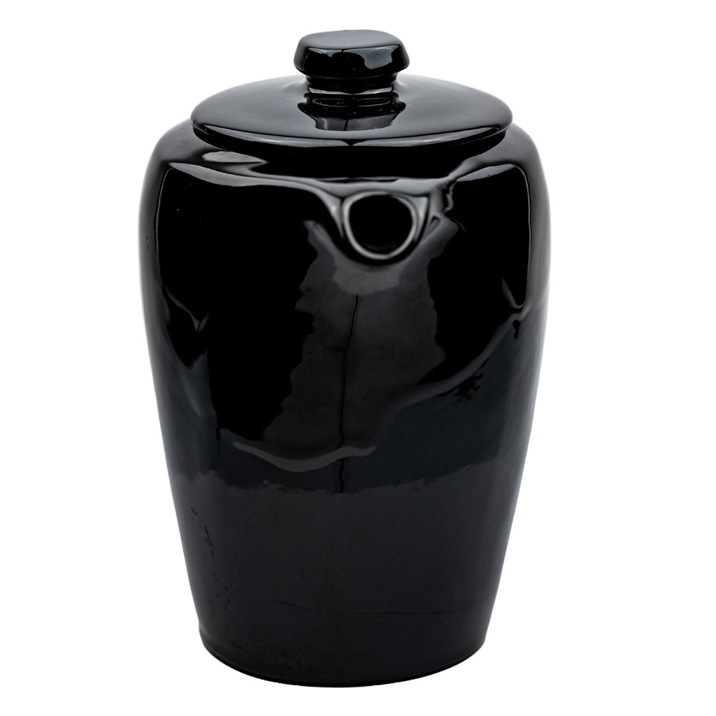 Frankoma Black Gloss Teapot Set – Sculptural Mid‑Century Accent