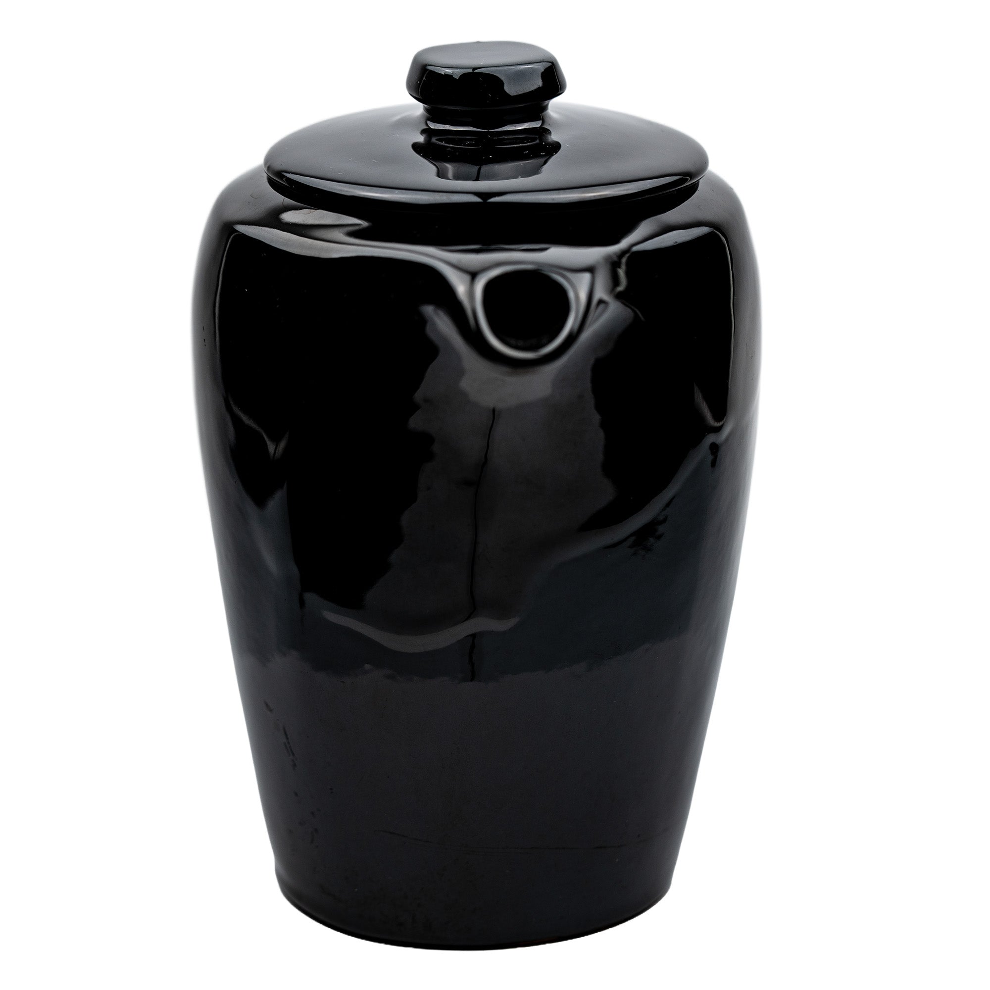 Frankoma Black Gloss Teapot Set – Sculptural Mid‑Century Accent