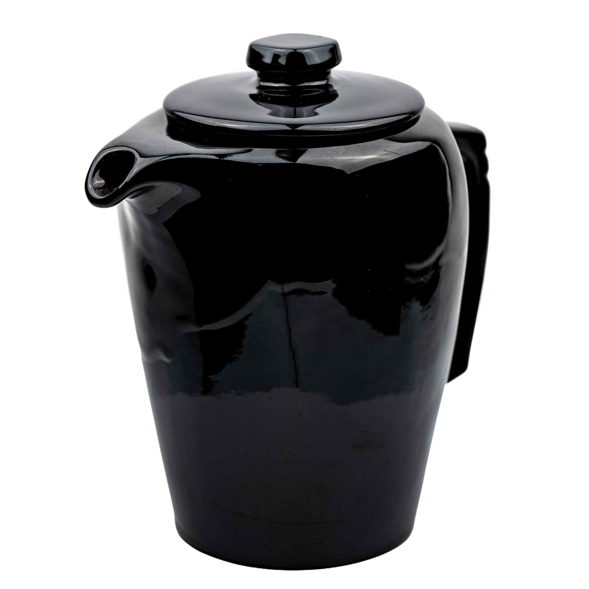 Frankoma Black Gloss Teapot Set – Sculptural Mid‑Century Accent