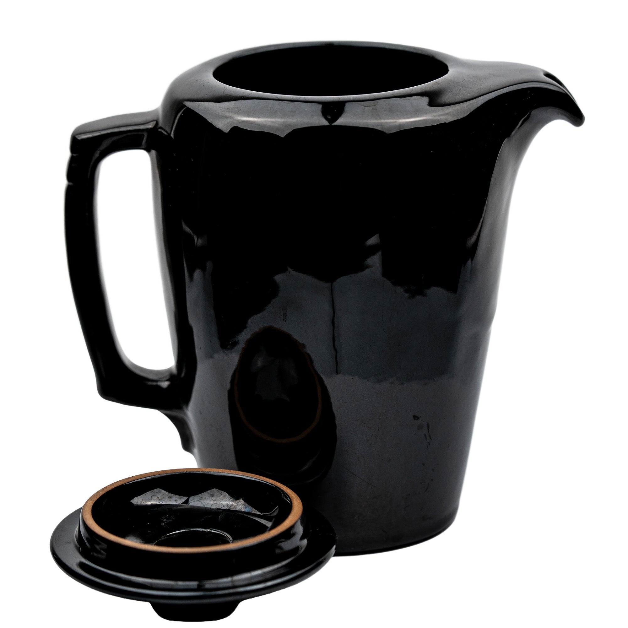 Frankoma Black Gloss Teapot Set – Sculptural Mid‑Century Accent
