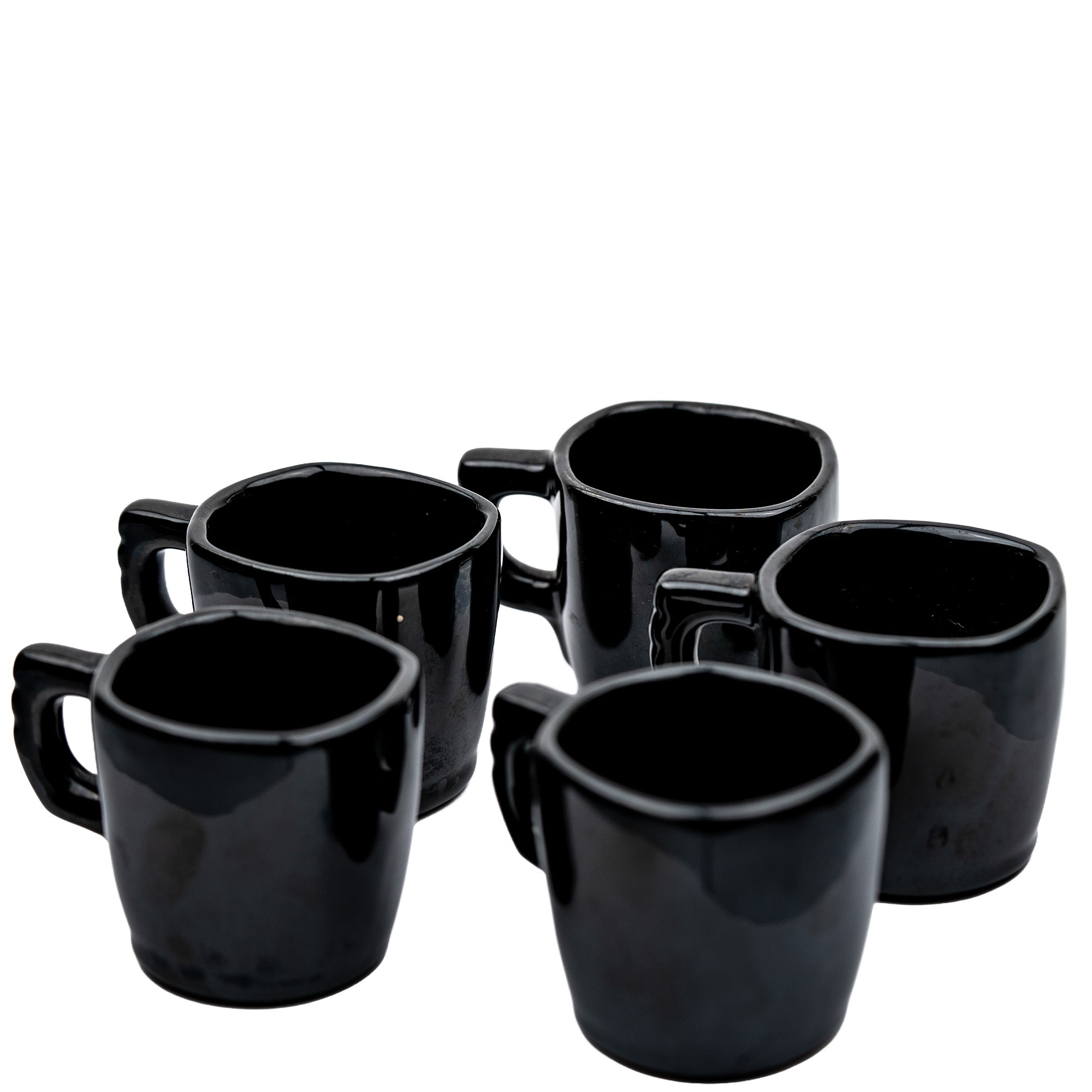 Frankoma Black Gloss Teapot Set – Sculptural Mid‑Century Accent