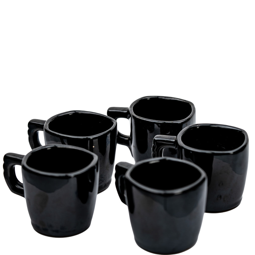 Frankoma Black Gloss Teapot Set – Sculptural Mid‑Century Accent
