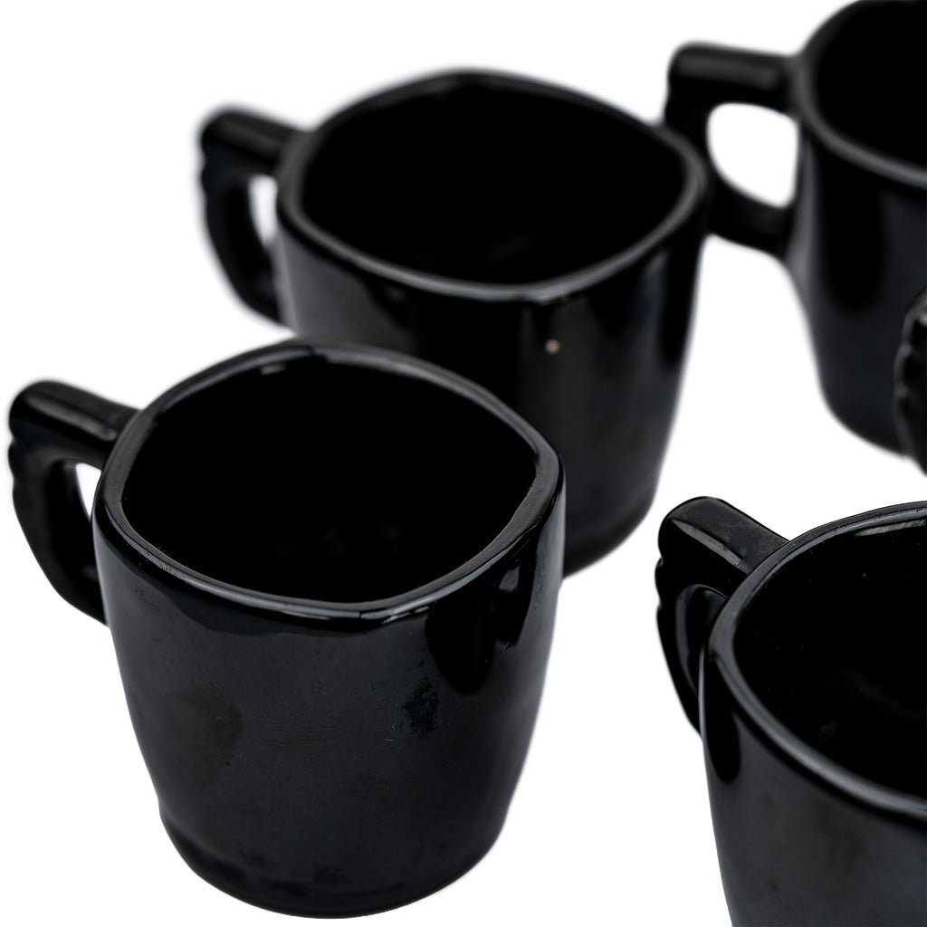 Frankoma Black Gloss Teapot Set – Sculptural Mid‑Century Accent